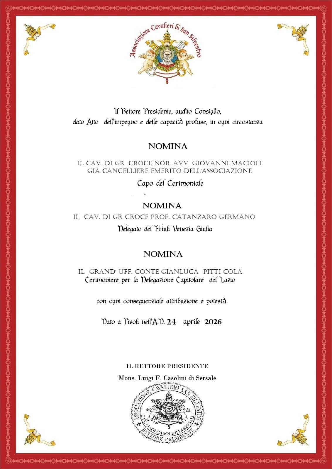 Al momento stai visualizzando Nuove nomine