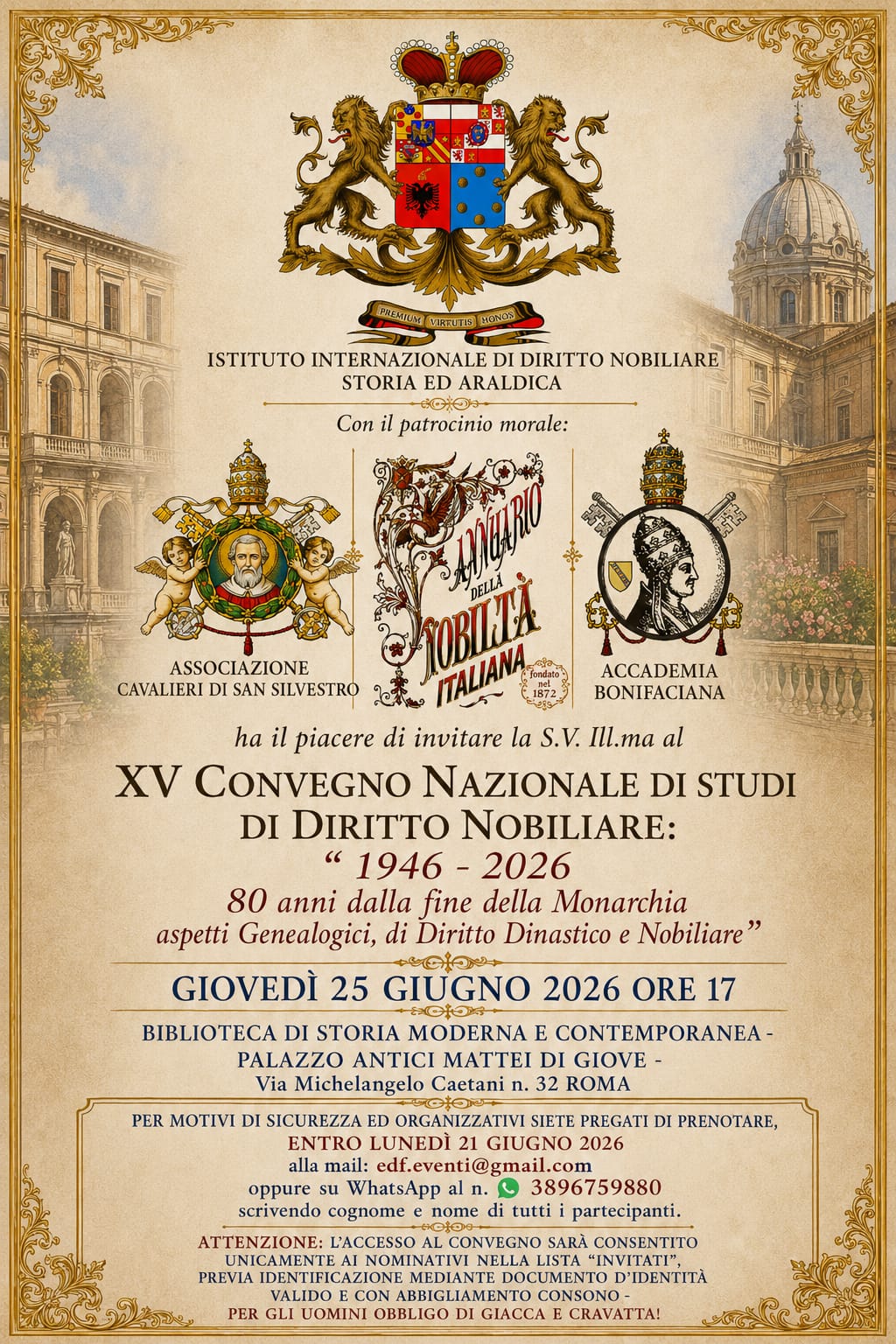 Al momento stai visualizzando XV Convegno studi nobiliari