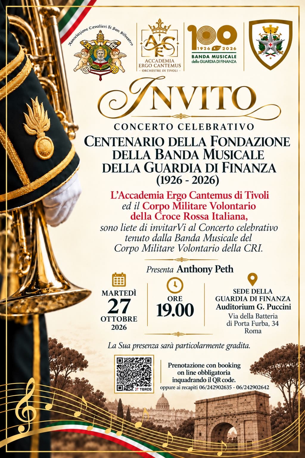 Al momento stai visualizzando Concerto per il 100°anniversari fondazione Banda Guardia di Finanza